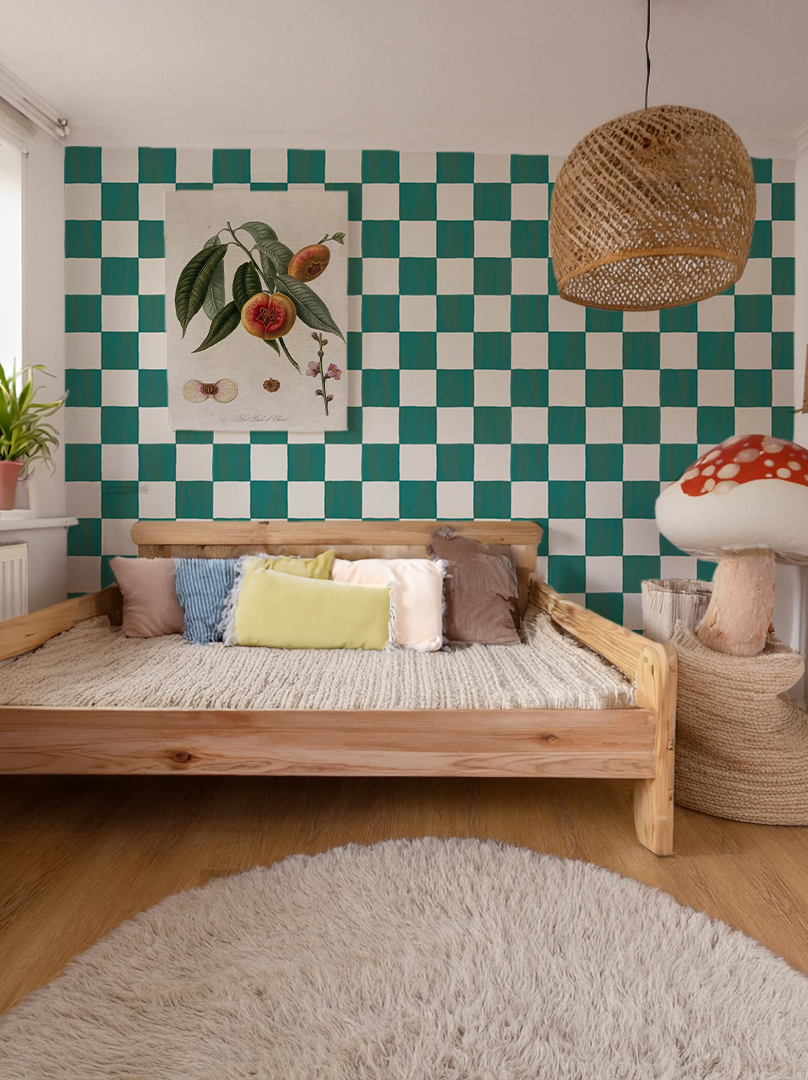 Checkers Wallpaper, teal - Tampa Home & Garden Store