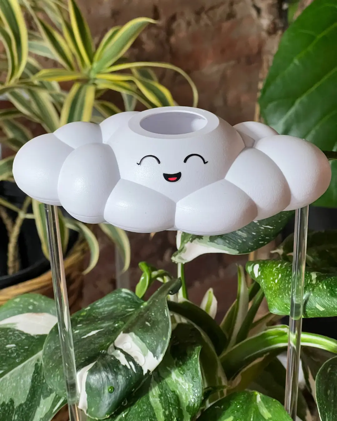 Chelsea the Cloud Plant Pal watering globe, white cloud plant accessory by The Cloud Makers on Tampa Home & Garden Store