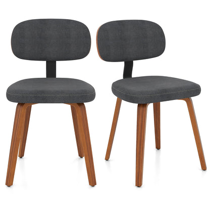 Chenille Fabric Upholstered Wooden Kitchen Chairs Set of 2