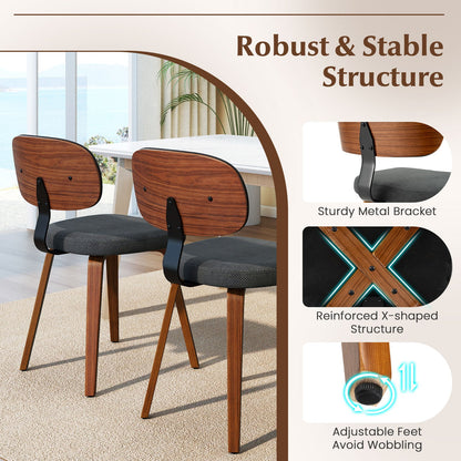 Chenille Fabric Upholstered Wooden Kitchen Chairs Set of 2