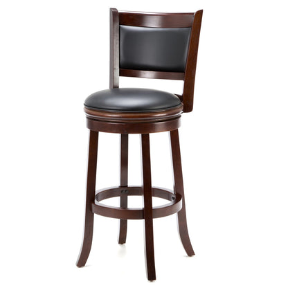 Cherry 29-inch Solid Wood Bar Stool with Faux Leather Swivel Seat - Tampa Home & Garden Store