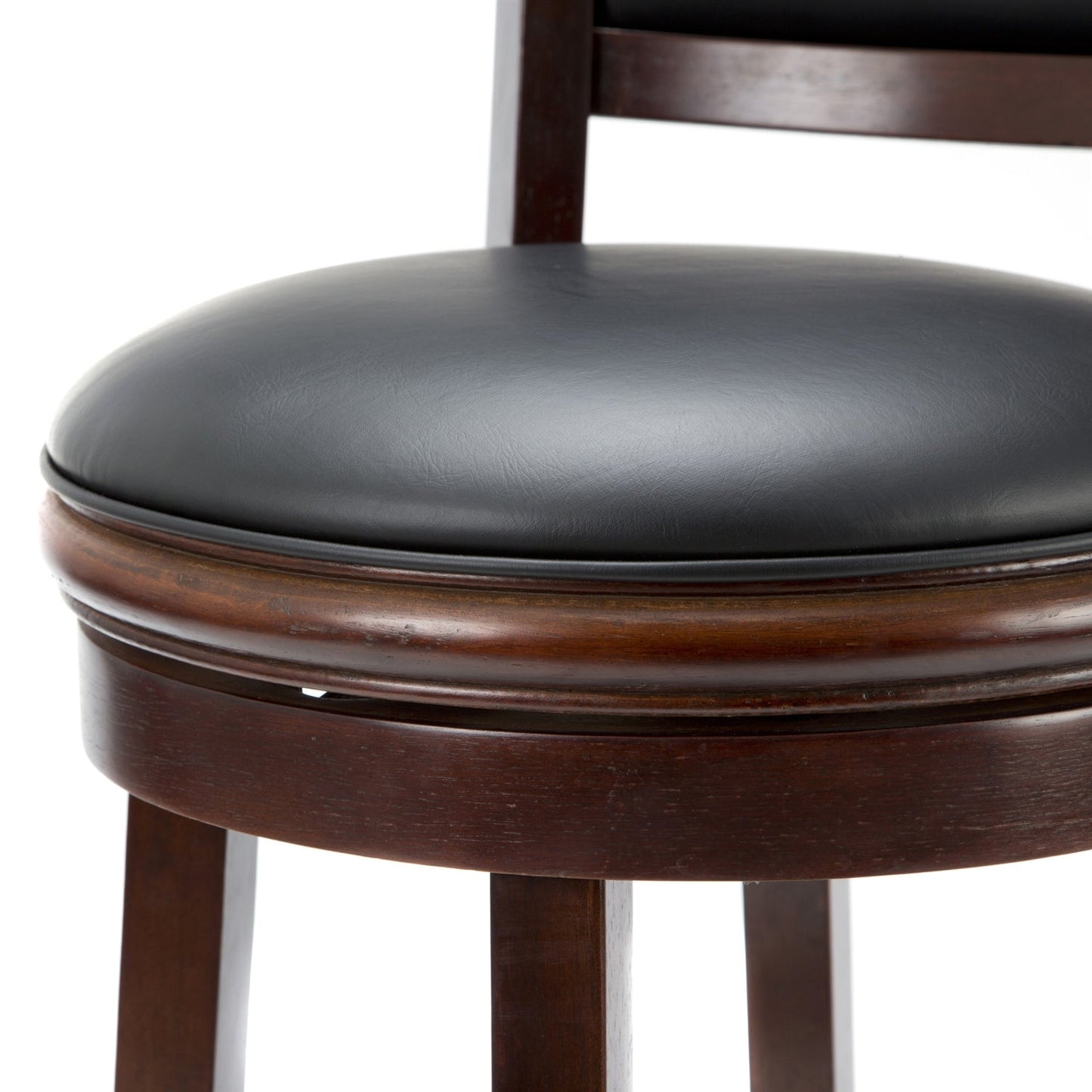 Cherry 29-inch Solid Wood Bar Stool with Faux Leather Swivel Seat - Tampa Home & Garden Store