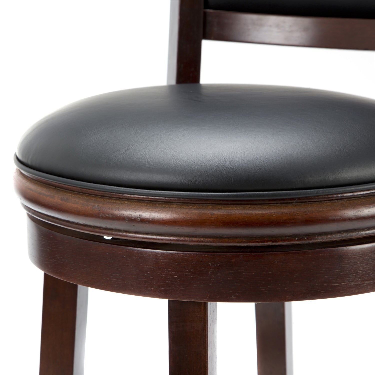 Cherry 29-inch Solid Wood Bar Stool with Faux Leather Swivel Seat - Tampa Home & Garden Store