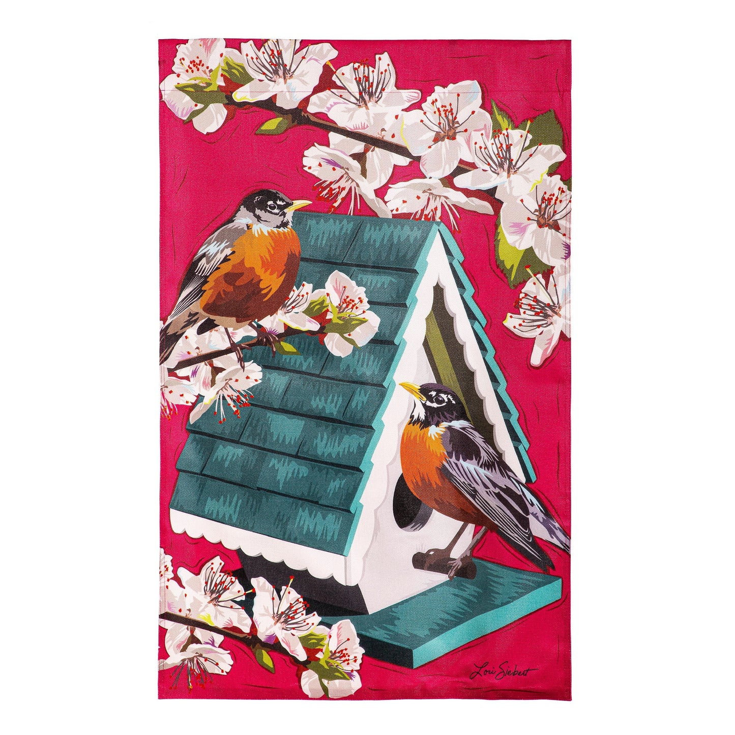 Cherry Blossoms & Friends Burlap House flag - Tampa Home & Garden Store