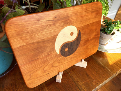 Cherry Charcuterie Board - Yin Yang Maple & Peruvian Walnut Inlay - Tampa Home & Garden Store