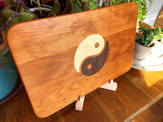 Cherry Charcuterie Board - Yin Yang Maple & Peruvian Walnut Inlay - Tampa Home & Garden Store