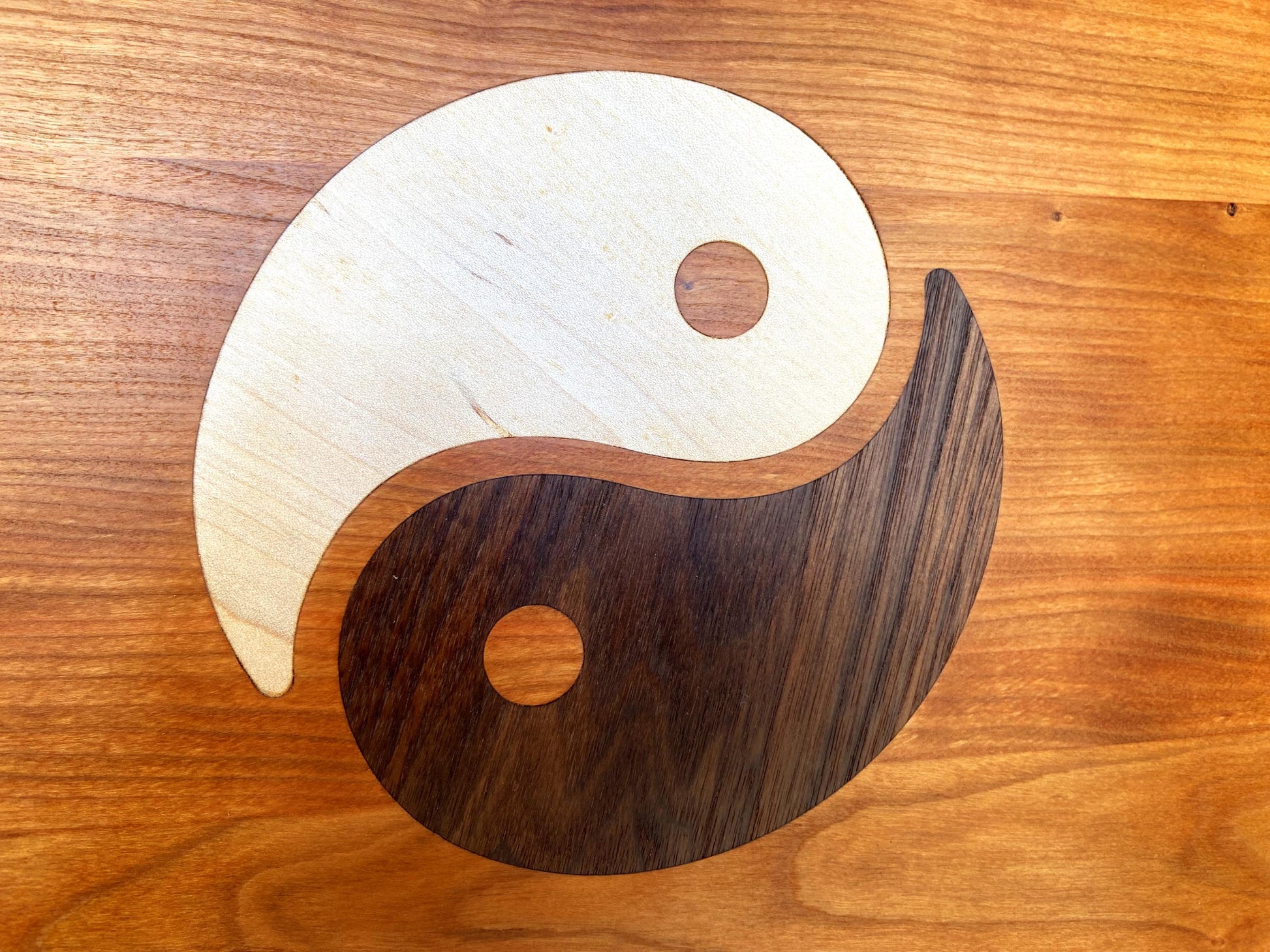 Cherry Charcuterie Board - Yin Yang Maple & Peruvian Walnut Inlay - Tampa Home & Garden Store