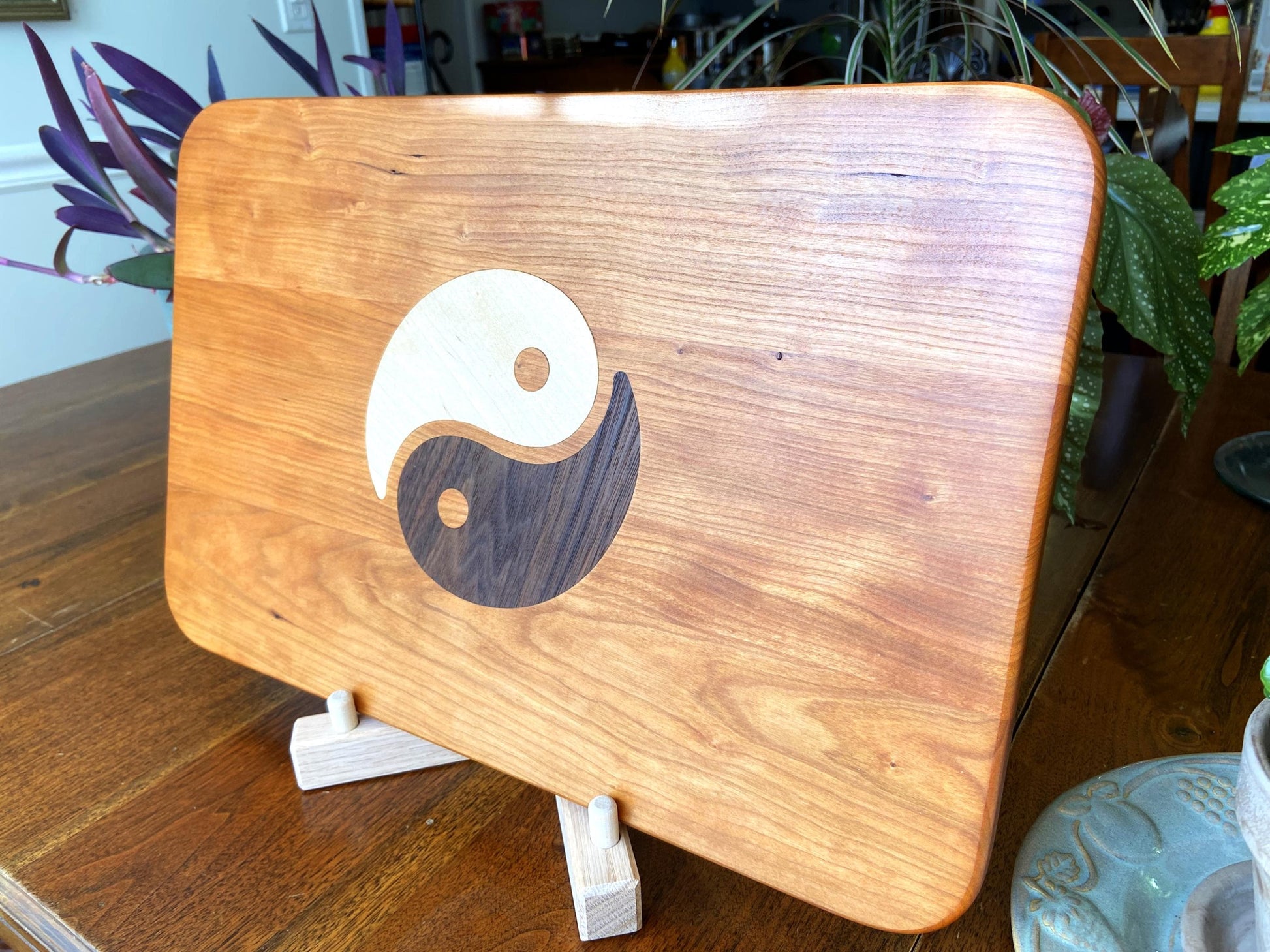 Cherry Charcuterie Board - Yin Yang Maple & Peruvian Walnut Inlay - Tampa Home & Garden Store