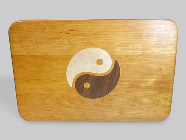 Cherry Charcuterie Board - Yin Yang Maple & Peruvian Walnut Inlay - Tampa Home & Garden Store