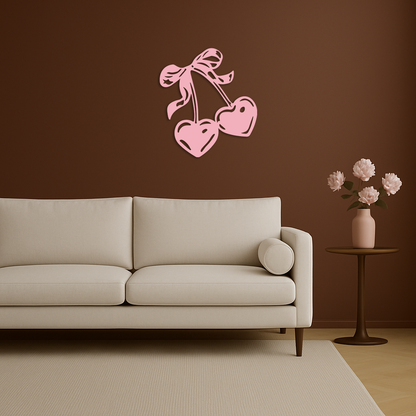 Cherry Heart Silhouette Metal Wall Art – Romantic Bow Design - KAFGP046 - Tampa Home & Garden Store
