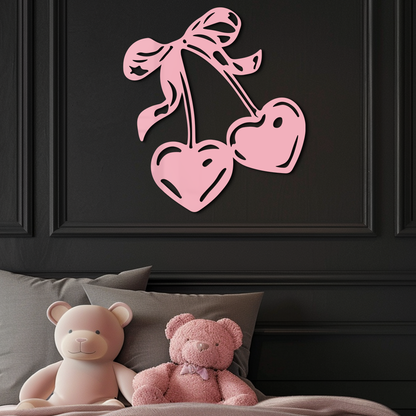 Cherry Heart Silhouette Metal Wall Art – Romantic Bow Design - KAFGP046 - Tampa Home & Garden Store
