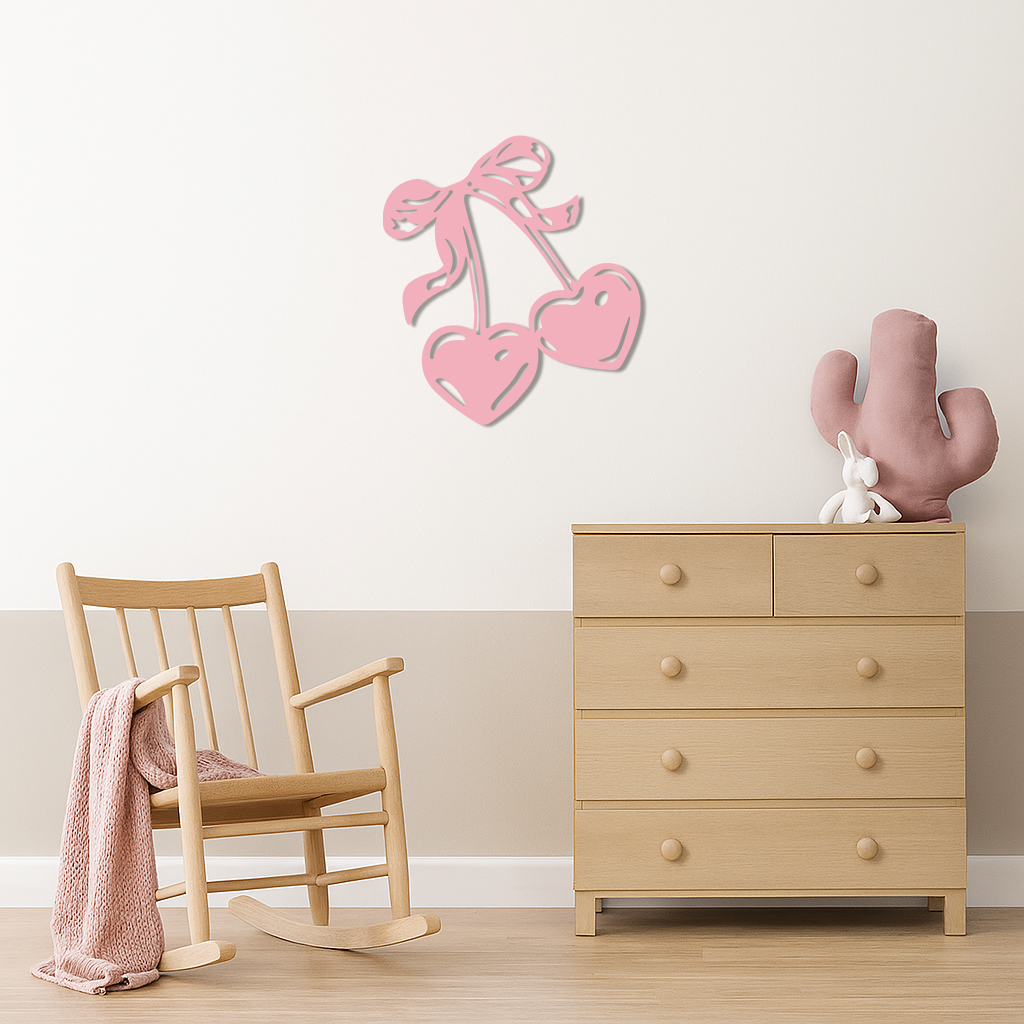 Cherry Heart Silhouette Metal Wall Art – Romantic Bow Design - KAFGP046 - Tampa Home & Garden Store