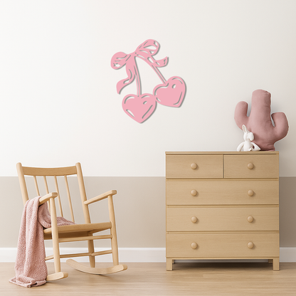 Cherry Heart Silhouette Metal Wall Art – Romantic Bow Design - KAFGP046 - Tampa Home & Garden Store