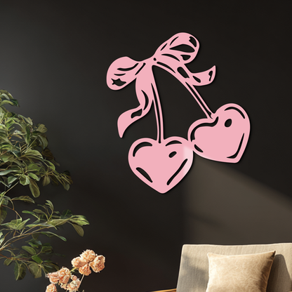 Cherry Heart Silhouette Metal Wall Art – Romantic Bow Design - KAFGP046 - Tampa Home & Garden Store