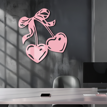 Cherry Heart Silhouette Metal Wall Art – Romantic Bow Design - KAFGP046 - Tampa Home & Garden Store