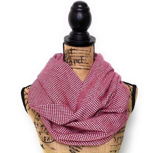 Cherry Red and White Small Houndstooth Plaid Infinity and Blanket Scarves - Tampa Home & Garden Store