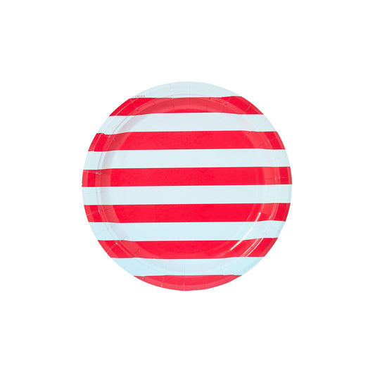 Cherry and Sky Beach Umbrella Stripes Dessert Plate - 8 pack - Tampa Home & Garden Store