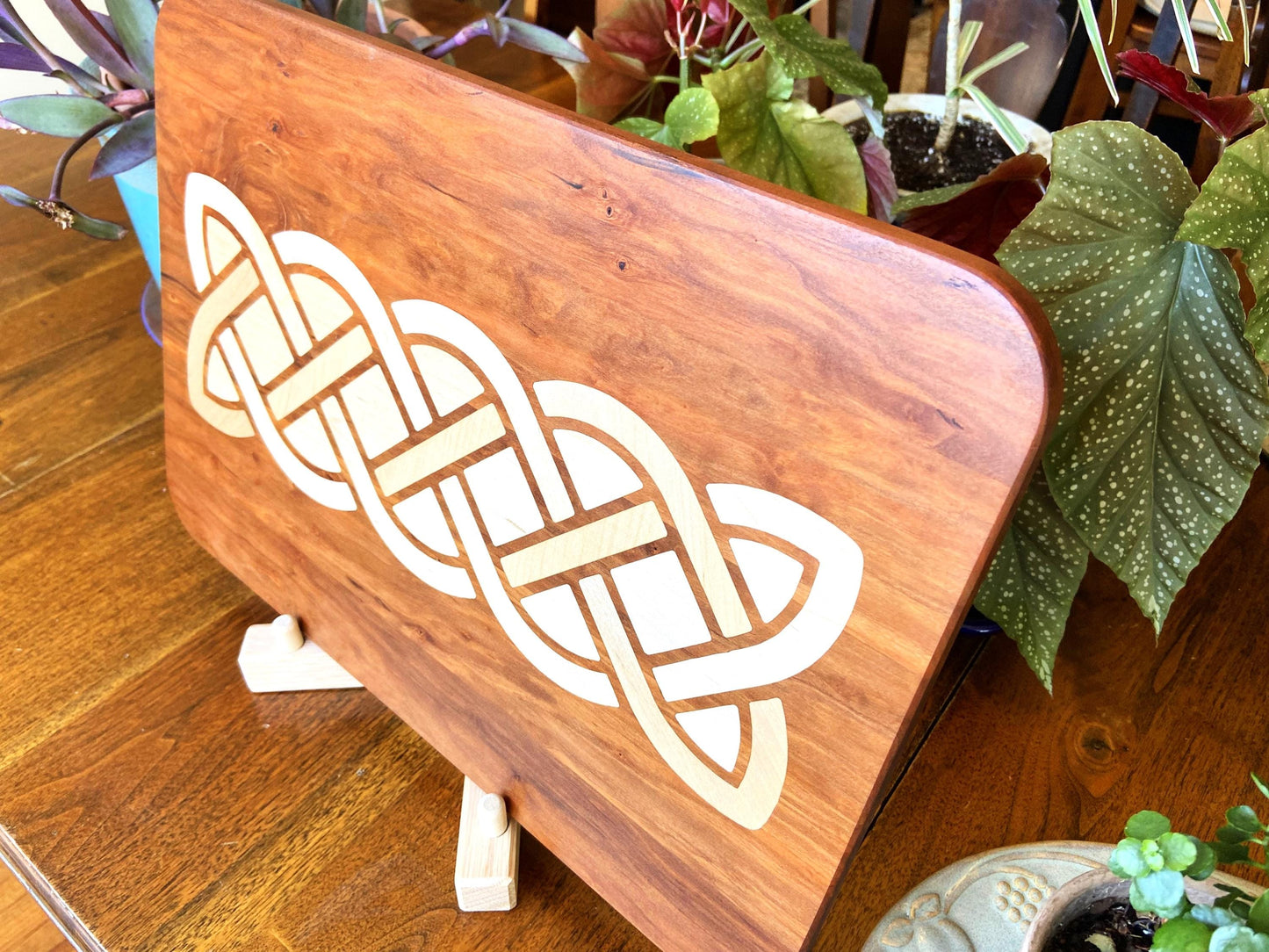 Cherry charcuterie board - complex Celtic knot inlay. - Tampa Home & Garden Store