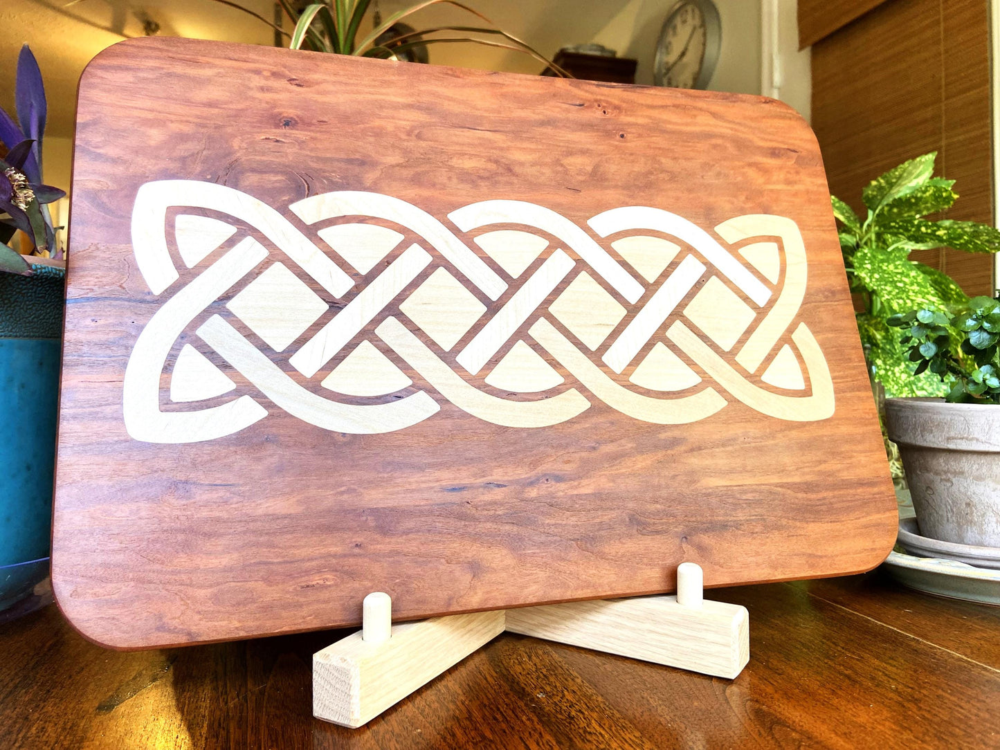 Cherry charcuterie board - complex Celtic knot inlay. - Tampa Home & Garden Store