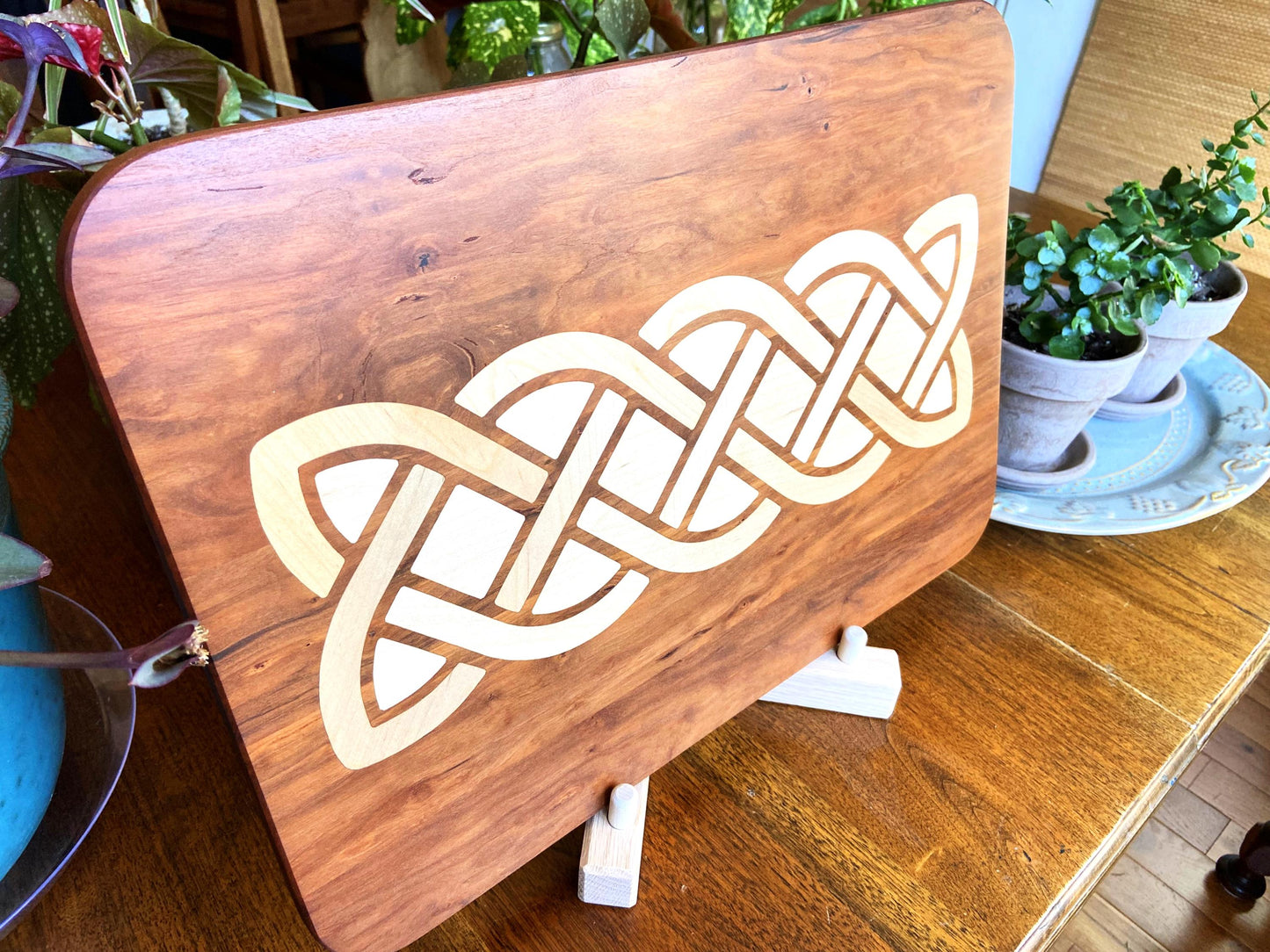 Cherry charcuterie board - complex Celtic knot inlay. - Tampa Home & Garden Store