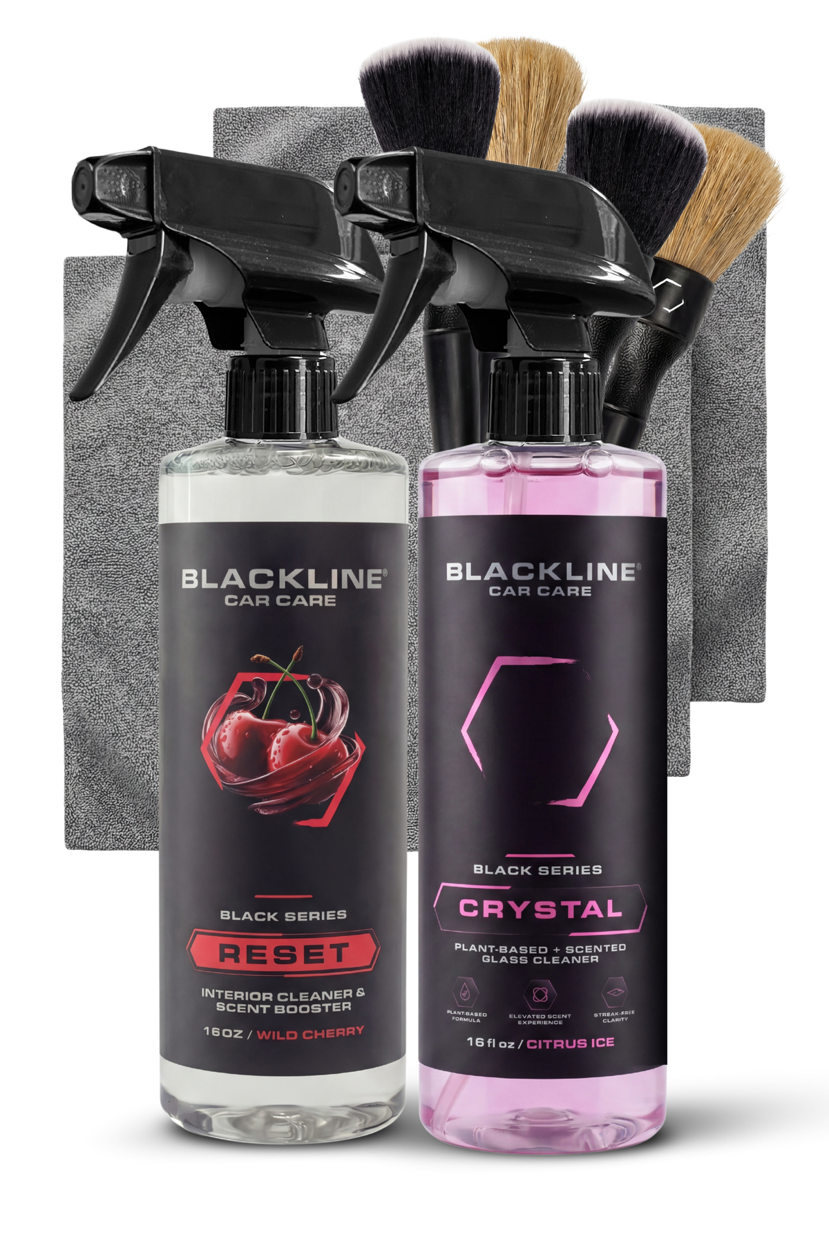 Two Blackline spray bottles: RESET interior cleaner & scent booster and glass cleaner on Tampa Home & Garden Store