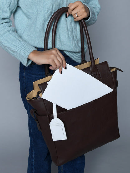 Chestnut Charm Brown Leather Tote - Tampa Home & Garden Store
