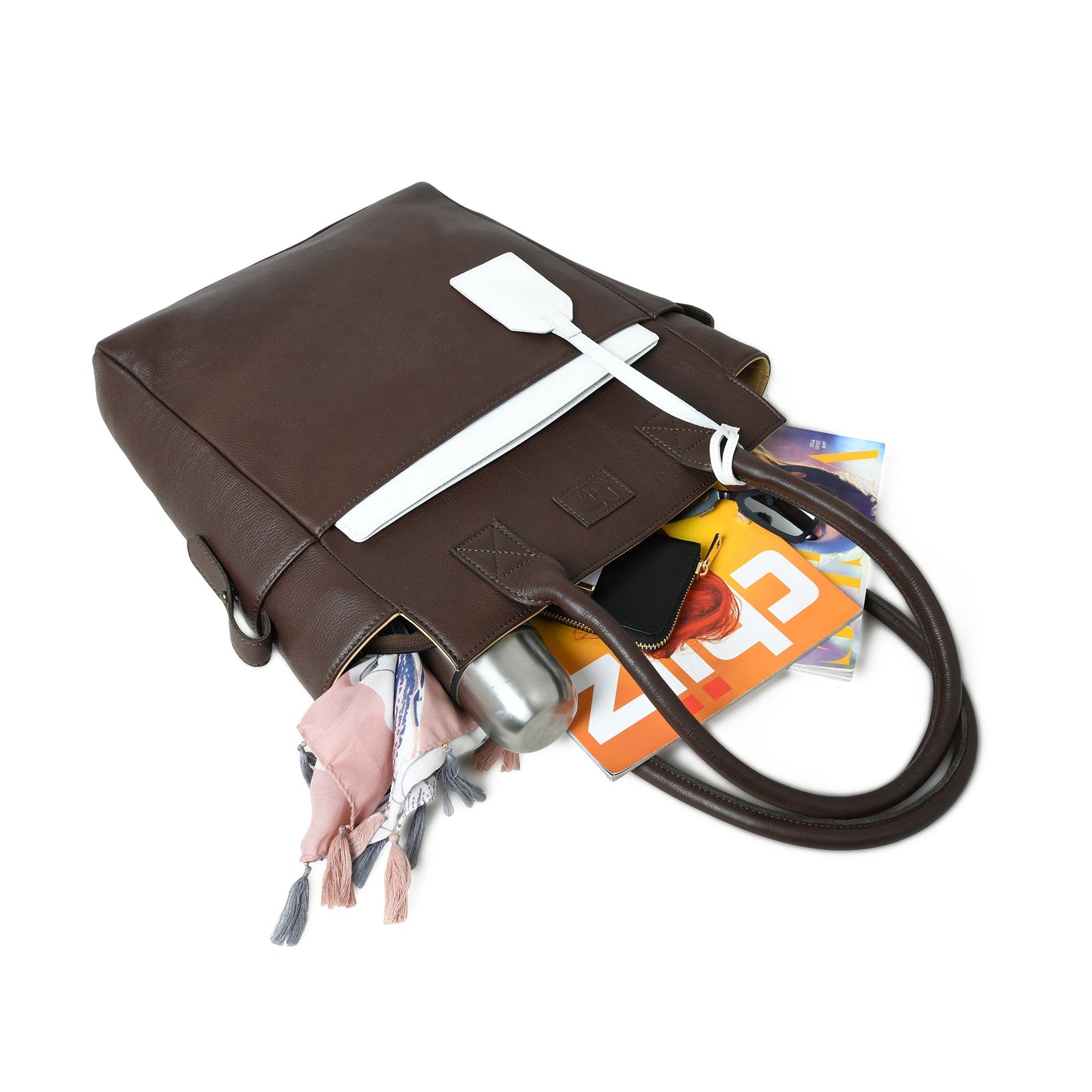 Chestnut Charm Brown Leather Tote - Tampa Home & Garden Store