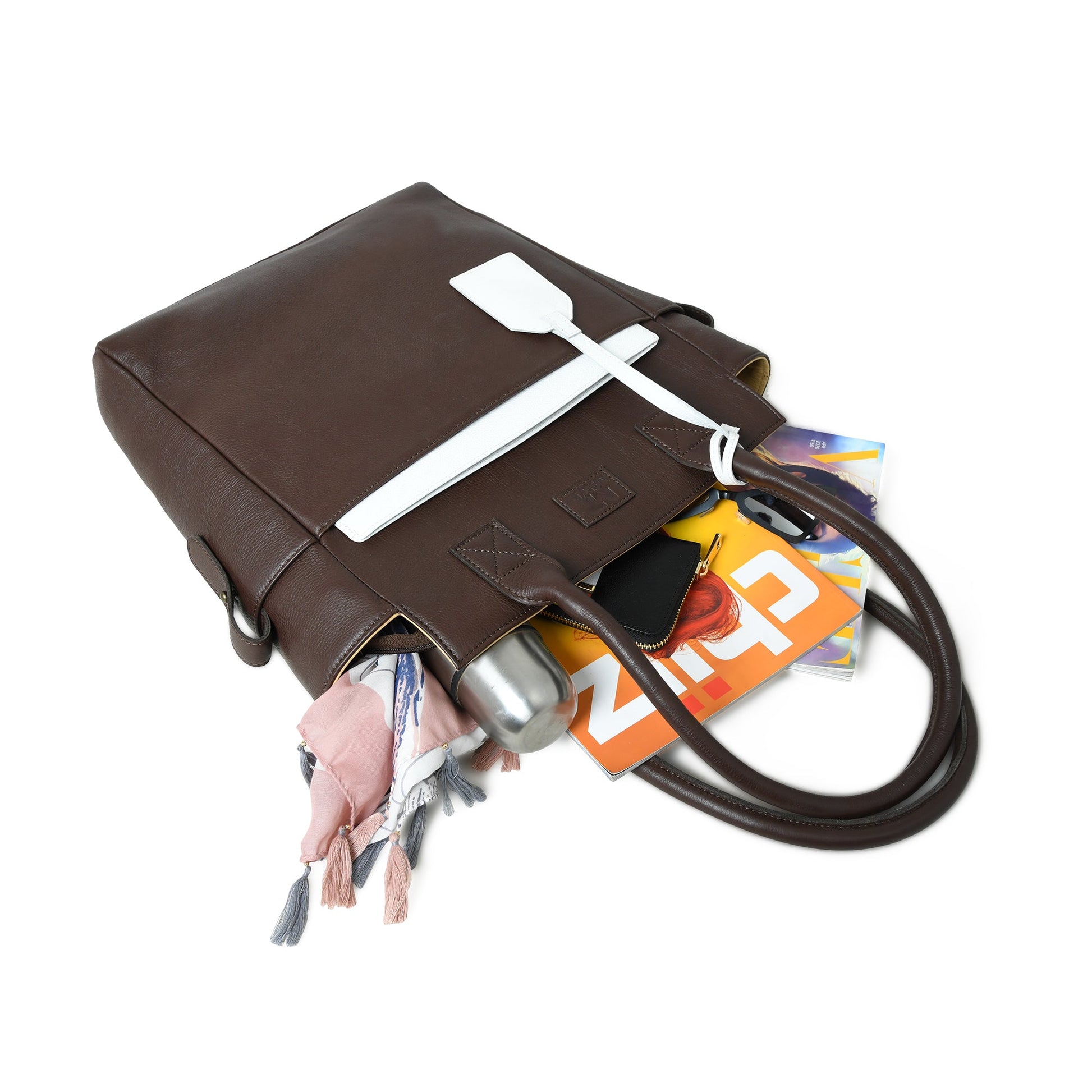 Chestnut Charm Brown Leather Tote - Tampa Home & Garden Store