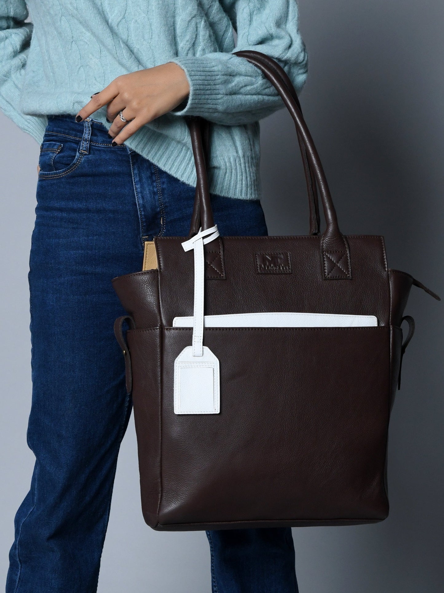 Chestnut Charm Brown Leather Tote - Tampa Home & Garden Store