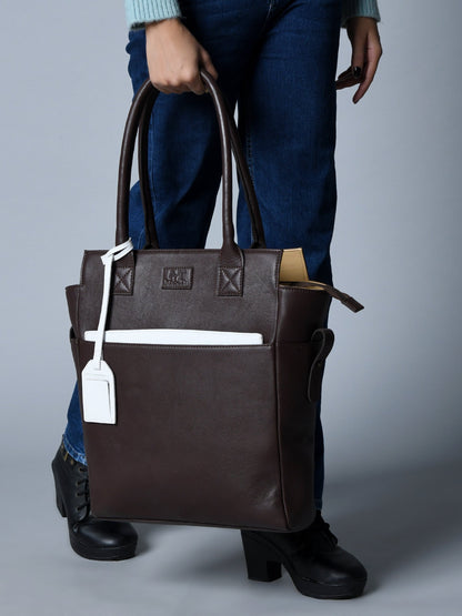 Chestnut Charm Brown Leather Tote - Tampa Home & Garden Store