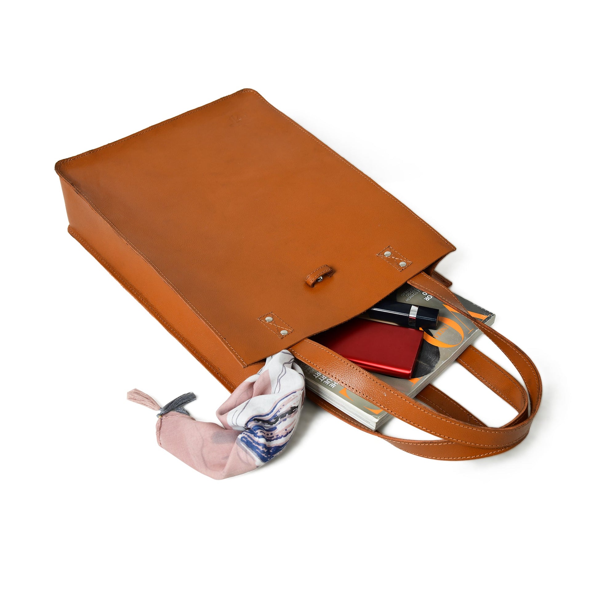 Chestnut Elegance Leather Tote - Tampa Home & Garden Store