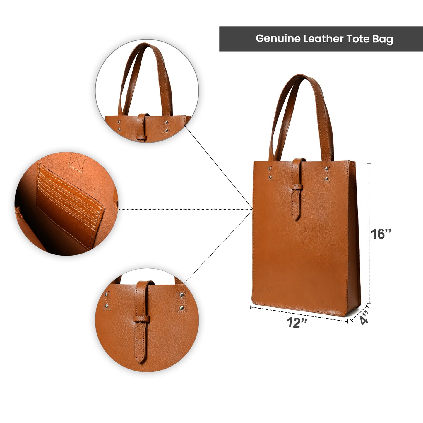 Chestnut Elegance Leather Tote - Tampa Home & Garden Store