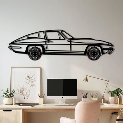 Chevrolet Corvette C3 Stingray Metal Car Wall Art with Rotating Wheels - Classic American Muscle Silhouette - Interactive Automotive Decor - KAFMEKA120 - Tampa Home & Garden Store