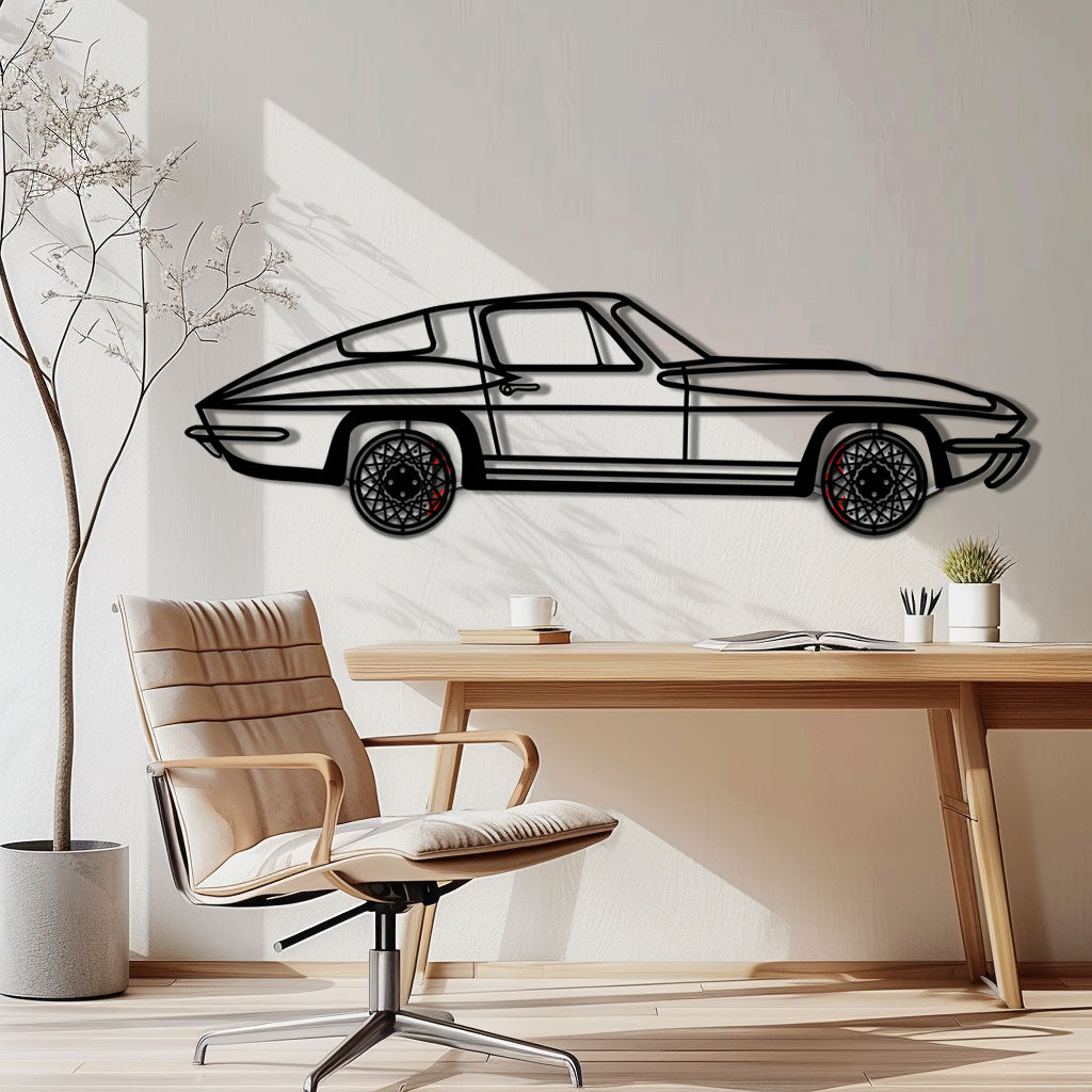 Chevrolet Corvette C3 Stingray Metal Car Wall Art with Rotating Wheels - Classic American Muscle Silhouette - Interactive Automotive Decor - KAFMEKA120 - Tampa Home & Garden Store