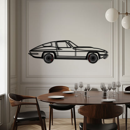 Chevrolet Corvette C3 Stingray Metal Car Wall Art with Rotating Wheels - Classic American Muscle Silhouette - Interactive Automotive Decor - KAFMEKA120 - Tampa Home & Garden Store