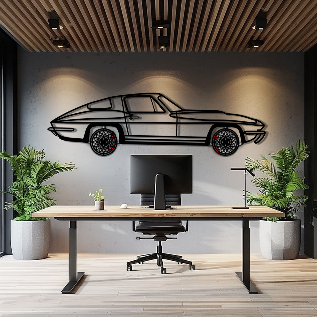 Chevrolet Corvette C3 Stingray Metal Car Wall Art with Rotating Wheels - Classic American Muscle Silhouette - Interactive Automotive Decor - KAFMEKA120 - Tampa Home & Garden Store