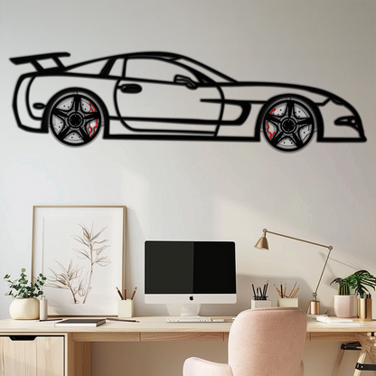 Chevrolet Corvette C5 Metal Wall Art – Rotating Wheels Sports Car Silhouette Wall Decor Gift-KAFMEKA092 - Tampa Home & Garden Store