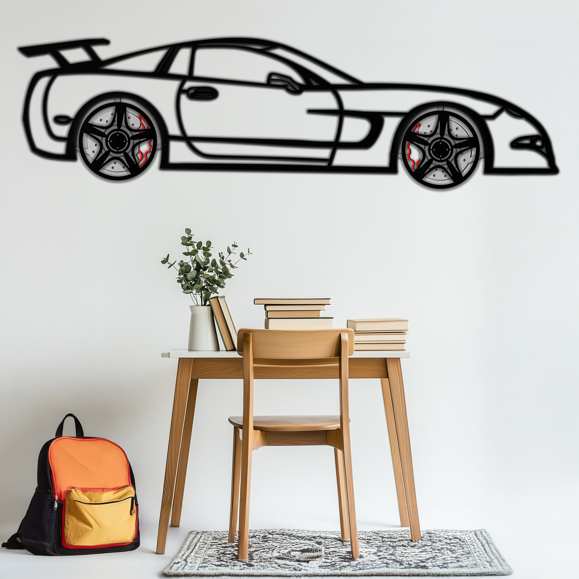 Chevrolet Corvette C5 Metal Wall Art – Rotating Wheels Sports Car Silhouette Wall Decor Gift-KAFMEKA092 - Tampa Home & Garden Store