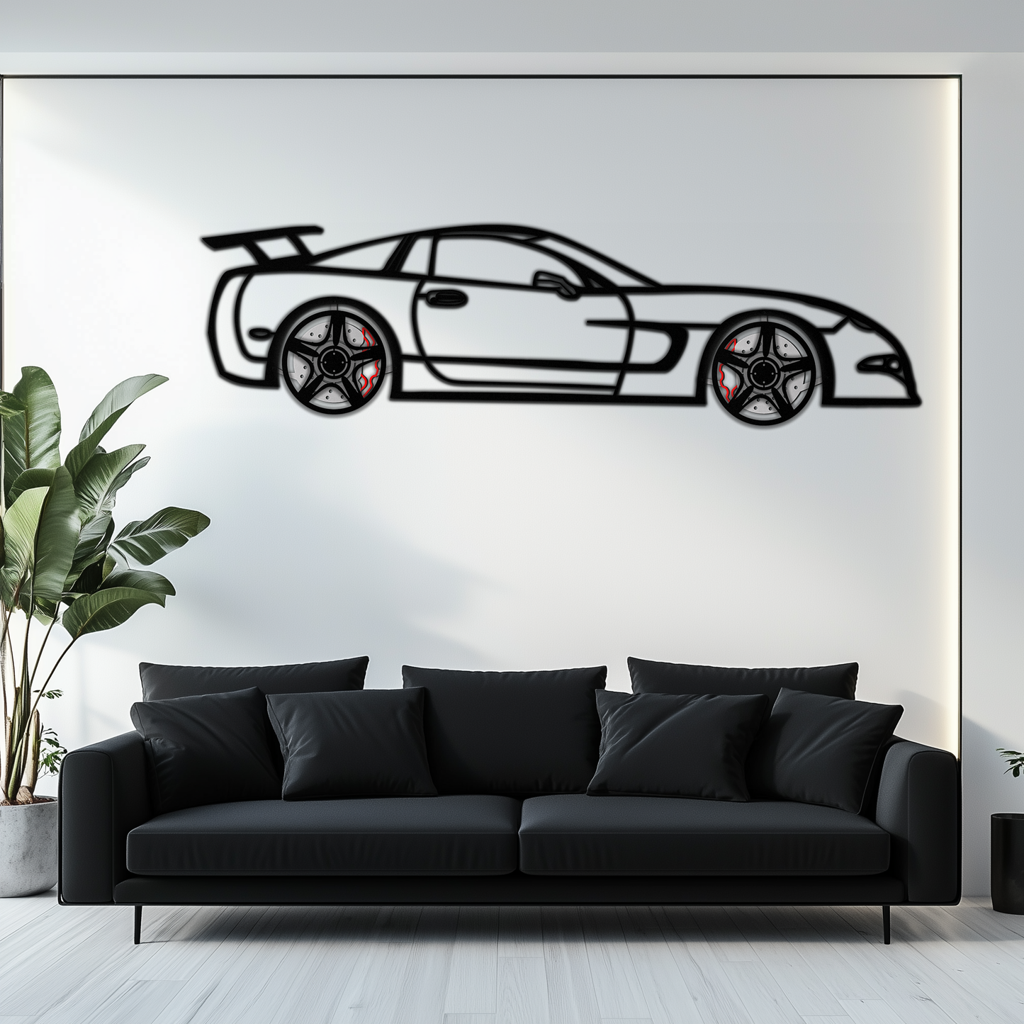 Chevrolet Corvette C5 Metal Wall Art – Rotating Wheels Sports Car Silhouette Wall Decor Gift-KAFMEKA092 - Tampa Home & Garden Store
