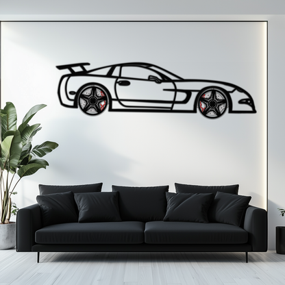 Chevrolet Corvette C5 Metal Wall Art – Rotating Wheels Sports Car Silhouette Wall Decor Gift-KAFMEKA092 - Tampa Home & Garden Store