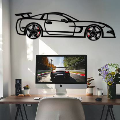 Chevrolet Corvette C5 Metal Wall Art – Rotating Wheels Sports Car Silhouette Wall Decor Gift-KAFMEKA092 - Tampa Home & Garden Store
