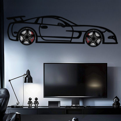 Chevrolet Corvette C5 Metal Wall Art – Rotating Wheels Sports Car Silhouette Wall Decor Gift-KAFMEKA092 - Tampa Home & Garden Store