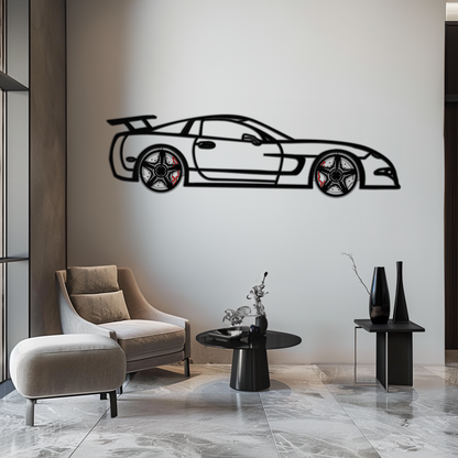 Chevrolet Corvette C5 Metal Wall Art – Rotating Wheels Sports Car Silhouette Wall Decor Gift-KAFMEKA092 - Tampa Home & Garden Store