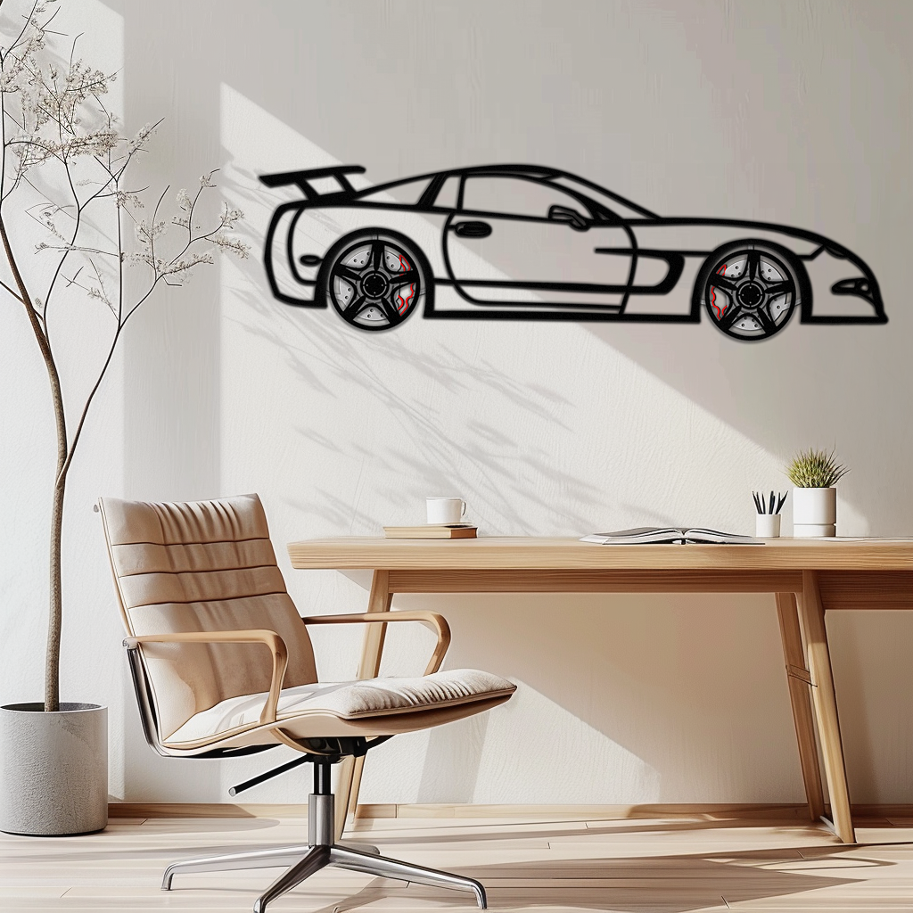 Chevrolet Corvette C5 Metal Wall Art – Rotating Wheels Sports Car Silhouette Wall Decor Gift-KAFMEKA092 - Tampa Home & Garden Store