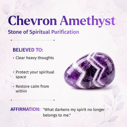 The Purification Bracelet 6mm in chevron amethyst with purple tones on Tampa Home & Garden Store