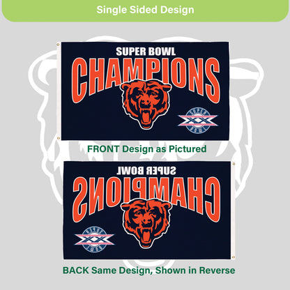 Chicago Bears Superbowl XX Champions Football 3x5 Flag - Tampa Home & Garden Store