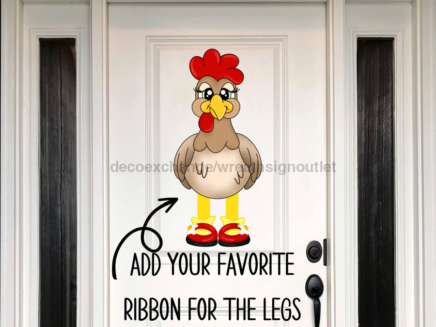 Chicken Sign, Ribbon Leg Sign, Chicken wood sign, CR-W-126-DH, 22" Door Hanger - Tampa Home & Garden Store