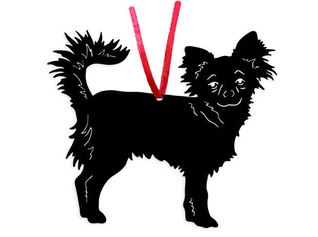 Chihuahua longhaired plant stake black silhouette Rustica Ornamentals on Tampa Home & Garden Store