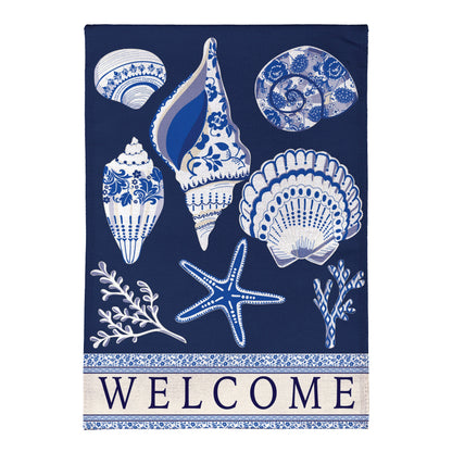 Chinoiserie Seashells Burlap Garden Flag - Tampa Home & Garden Store