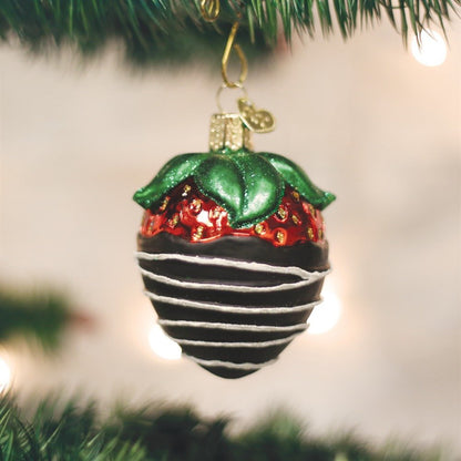 Chocolate Dipped Strawberry Glass Ornament - Tampa Home & Garden Store
